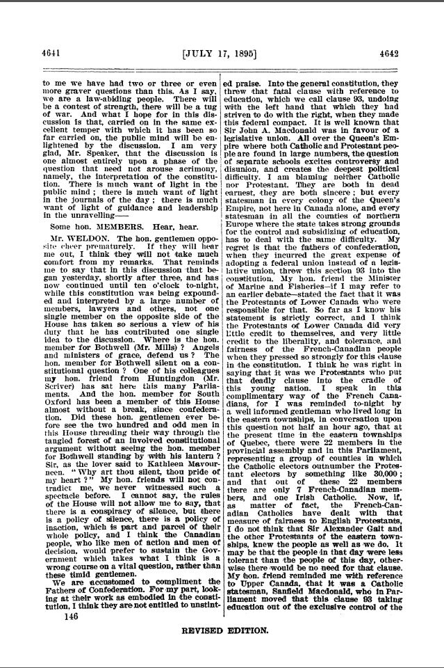 A page of Hansard, the Canadian Dominion Parliament, 17 July 1895